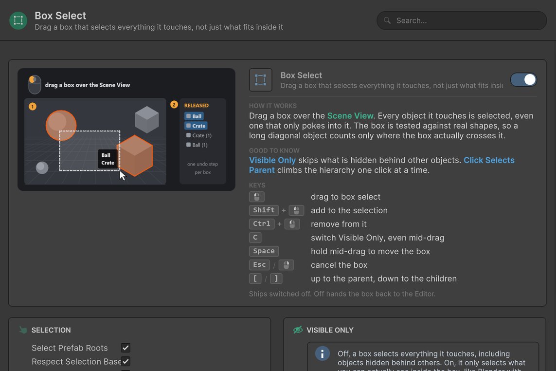 Blendon settings window, Box Select page